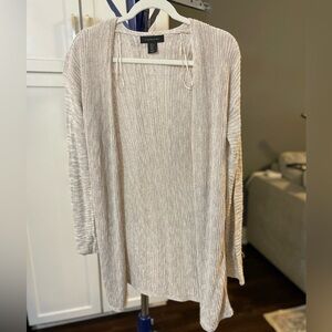 Tahari beige long sleeve cardigan